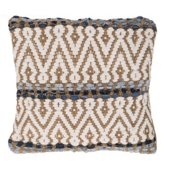 LAST ONE Denim Cotton Jute Woven Toss Pillow Cover - Picture 3 of 4
